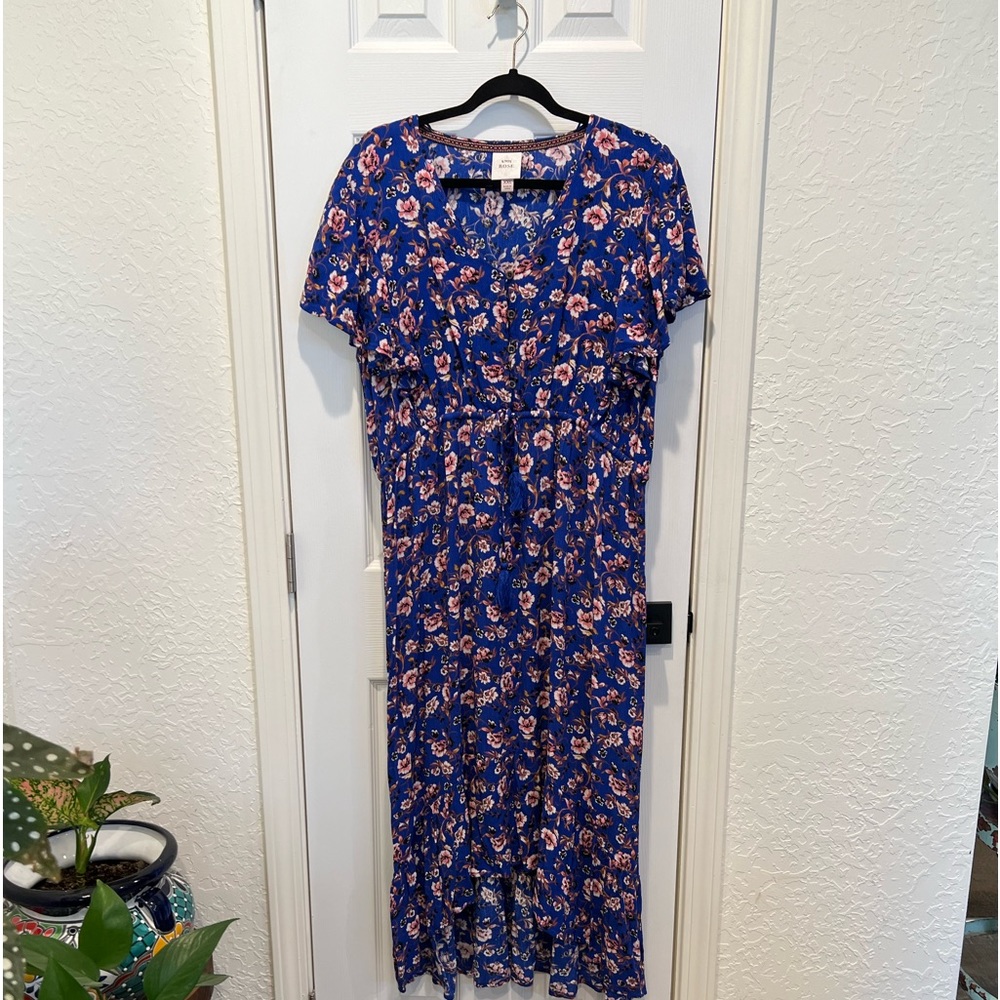 Knox Rose Blue Floral Dress Size XXL NWOT
